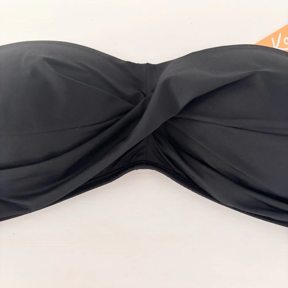 KONA SOL Twist Ruched Bandeau Bikini Top Sz L NWT - Picture 3 of 10